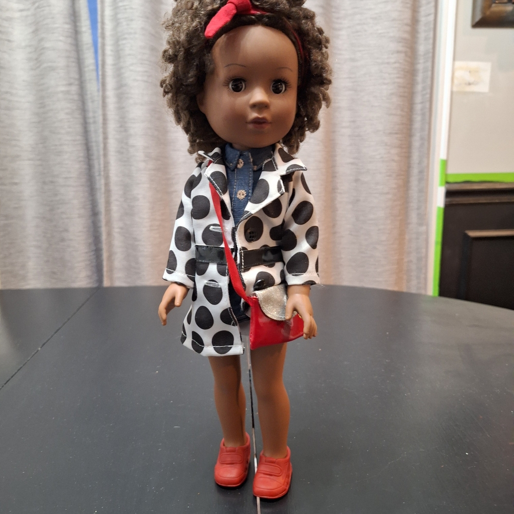 Stylish Polka Dot Doll with Red Accessories